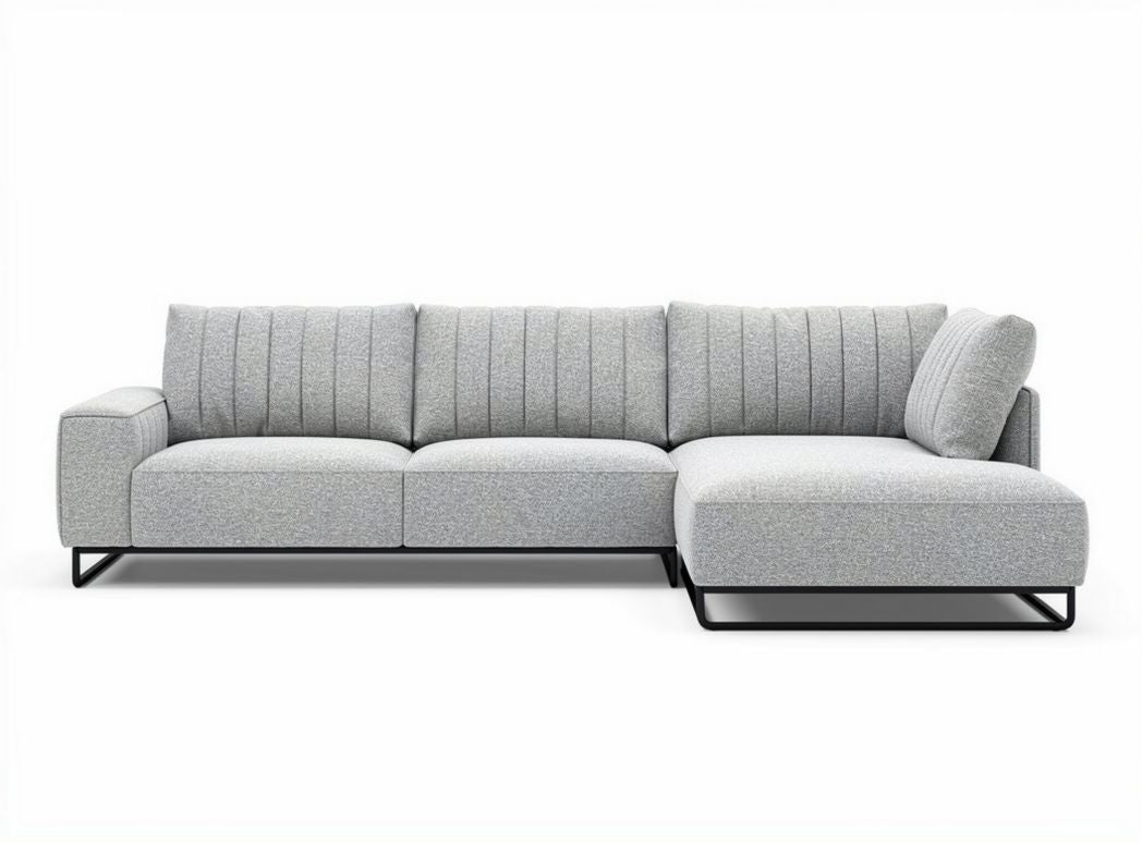 Fabric sectional sofa in light gray with modern design 230 x 100 x 85cm