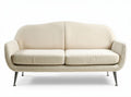 Beige two-seater sofa with fabric upholstery and metal legs 180 x 85 x 75cm