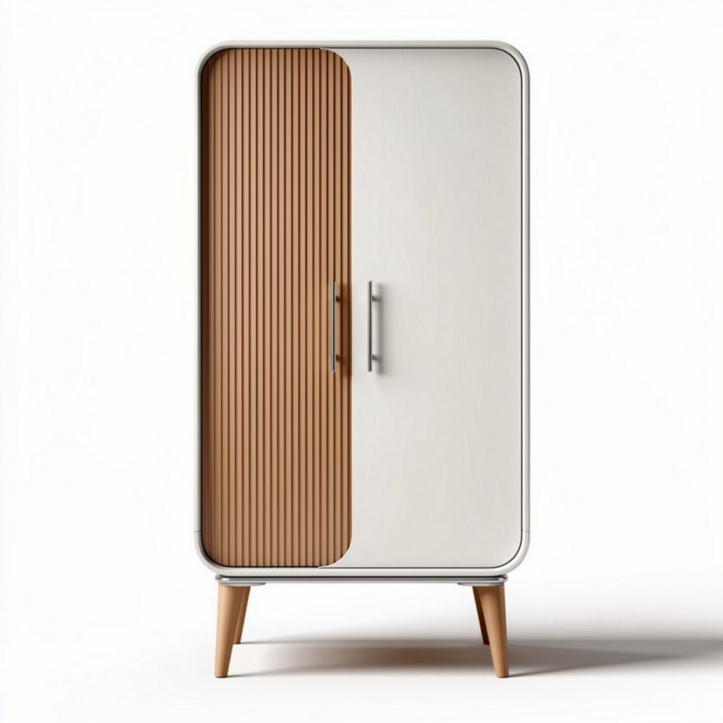Two-door storage cabinet with wooden accents and modern design 80 x 40 x 150cm